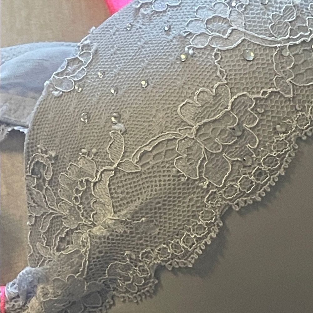 Victoria’s Secret Lavender Lace Trim and Rhinestone Bra with Pink Straps - Picture 6 of 8